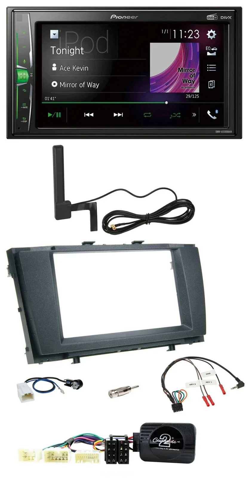 Автомагнитола Pioneer 2DIN, Bluetooth, DAB, MP3, для Toyota Avensis (2009–2011)
