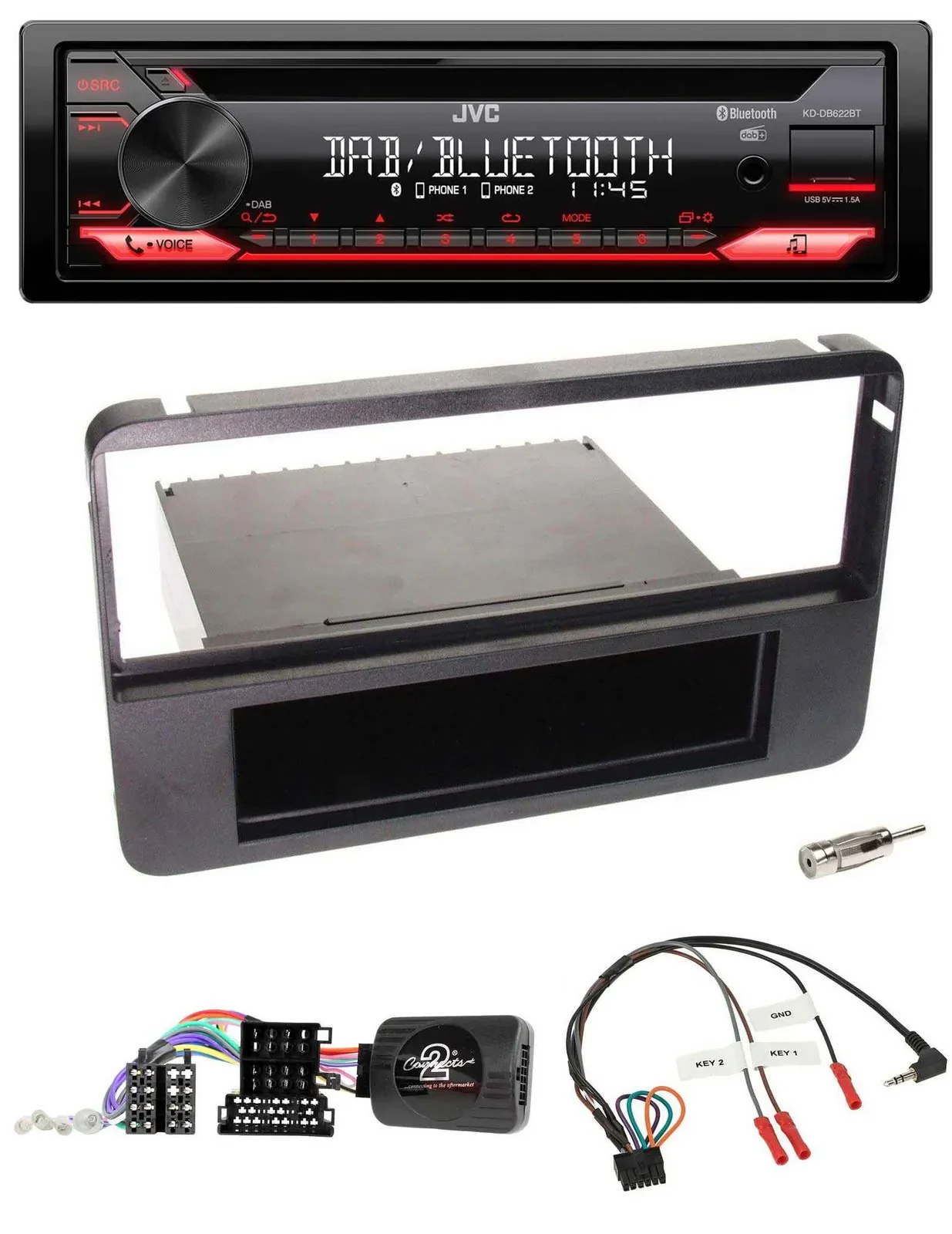 Автомагнитола JVC CD DAB USB Bluetooth для Alfa Romeo 159/Brera/Spider с поддержкой управления на руле