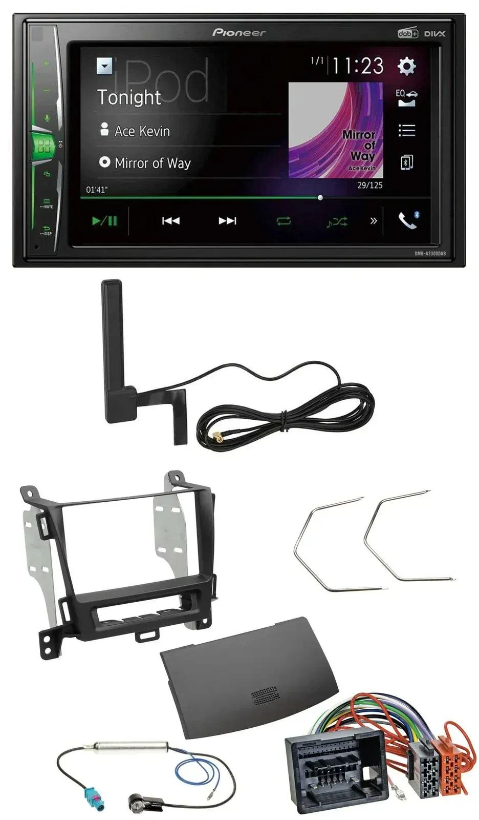 Автомагнитола для Opel Zafira Pioneer 2-DIN, DAB, Bluetooth, MP3, AUX, черный