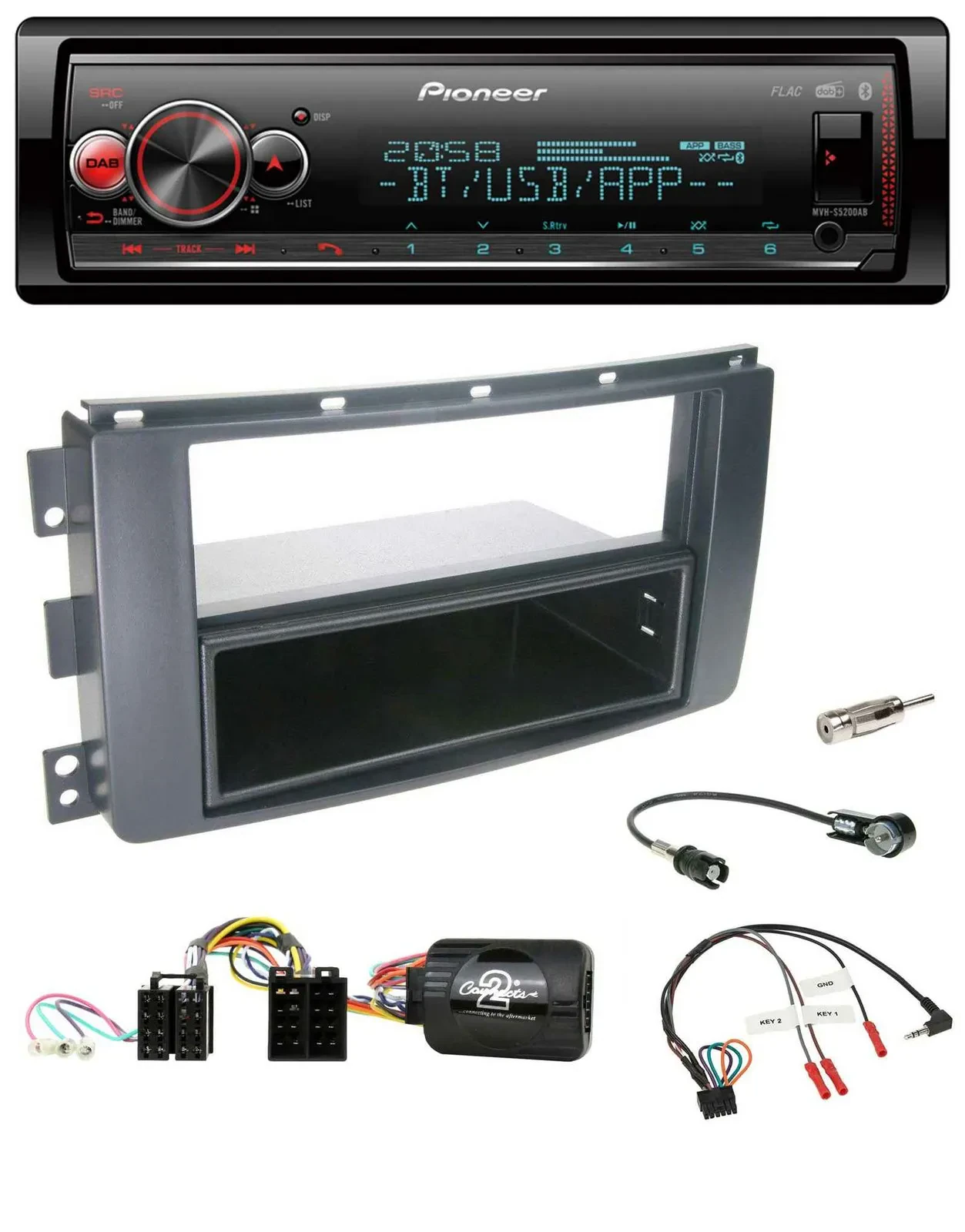 Pioneer Bluetooth USB Lenkrad DAB Autoradio für Smart ForFour 2004-2006 schwarz