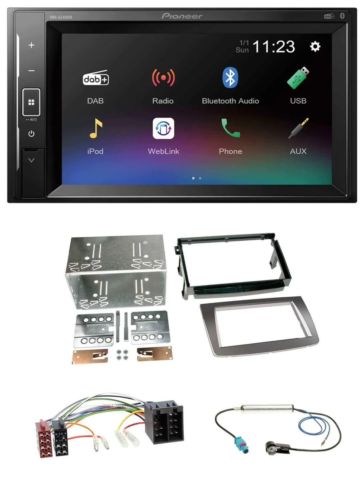 Автомагнитола для Alfa Romeo Mito Pioneer 2DIN DAB, Bluetooth, USB, MP3 (ISO 955, 2008–2014)