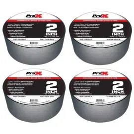 ProX XGF-260BLK 180FT 2" Commercial Grade Pro Audio Stage Black Gaffer Tape 4 Pk