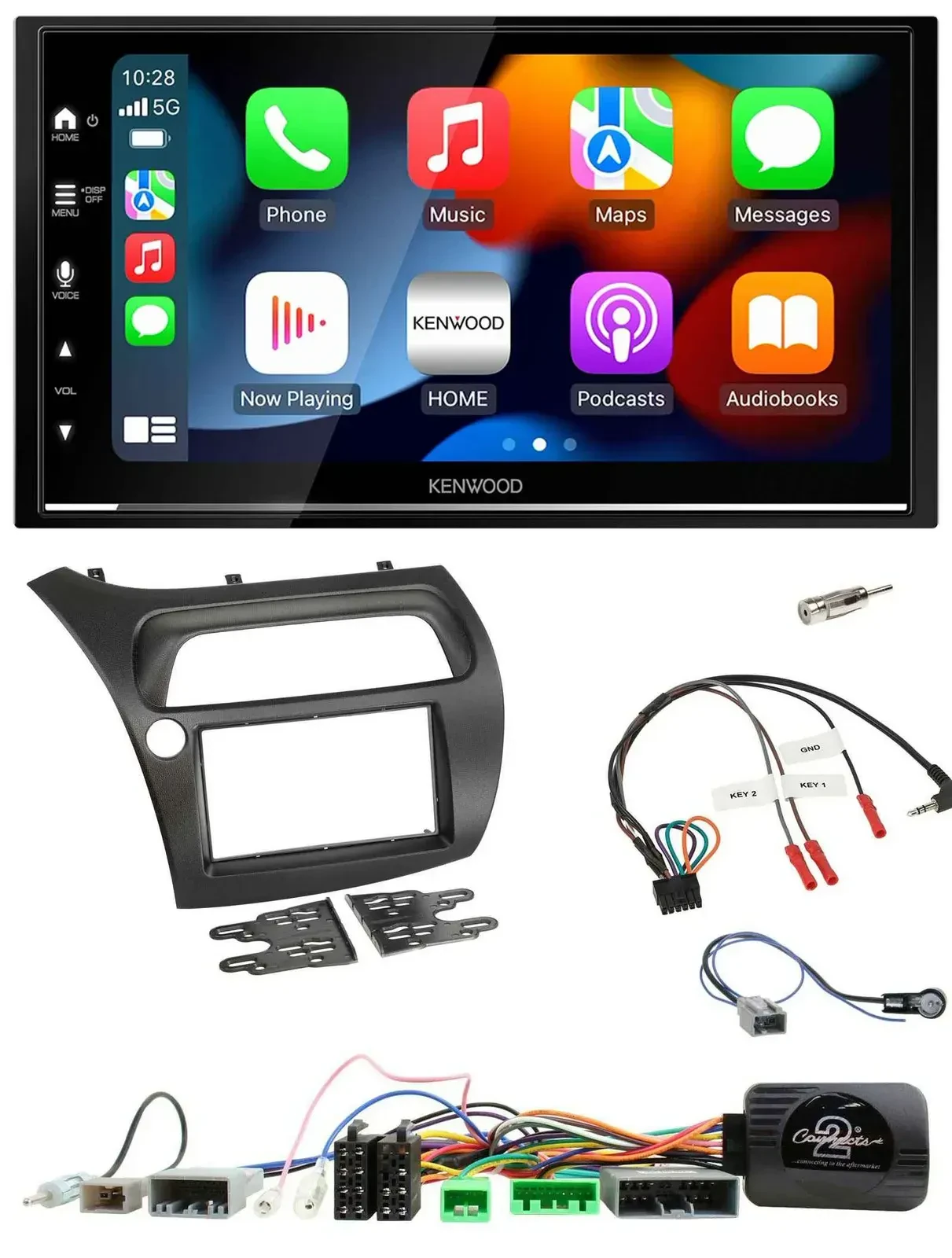 Автомагнитола Kenwood 2-DIN, DAB, USB, Bluetooth, для Honda Civic 2006–2012, поддержка кнопок на руле