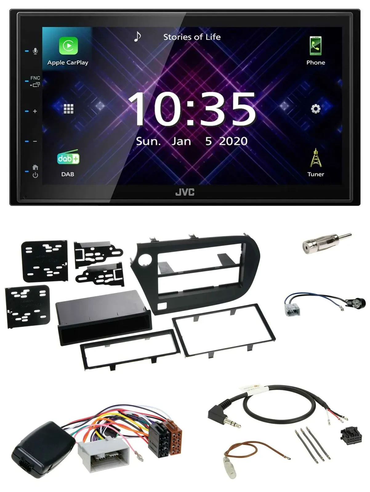 JVC DAB 2DIN Lenkrad Bluetooth USB Autoradio für Honda Insight ZE2 2009-2013