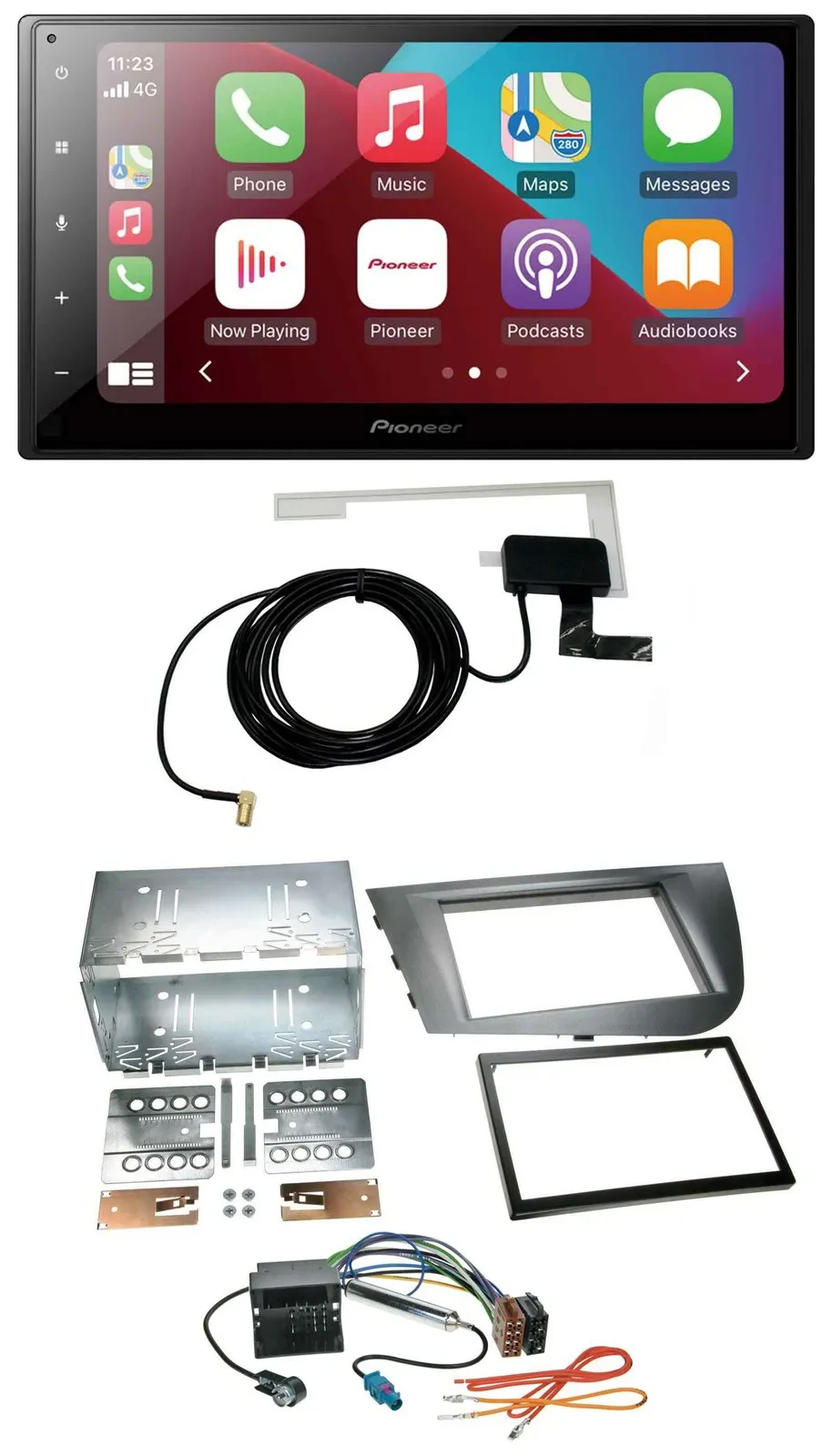 Pioneer USB Bluetooth DAB MP3 2DIN Autoradio für Seat Leon 2005-2009 silber