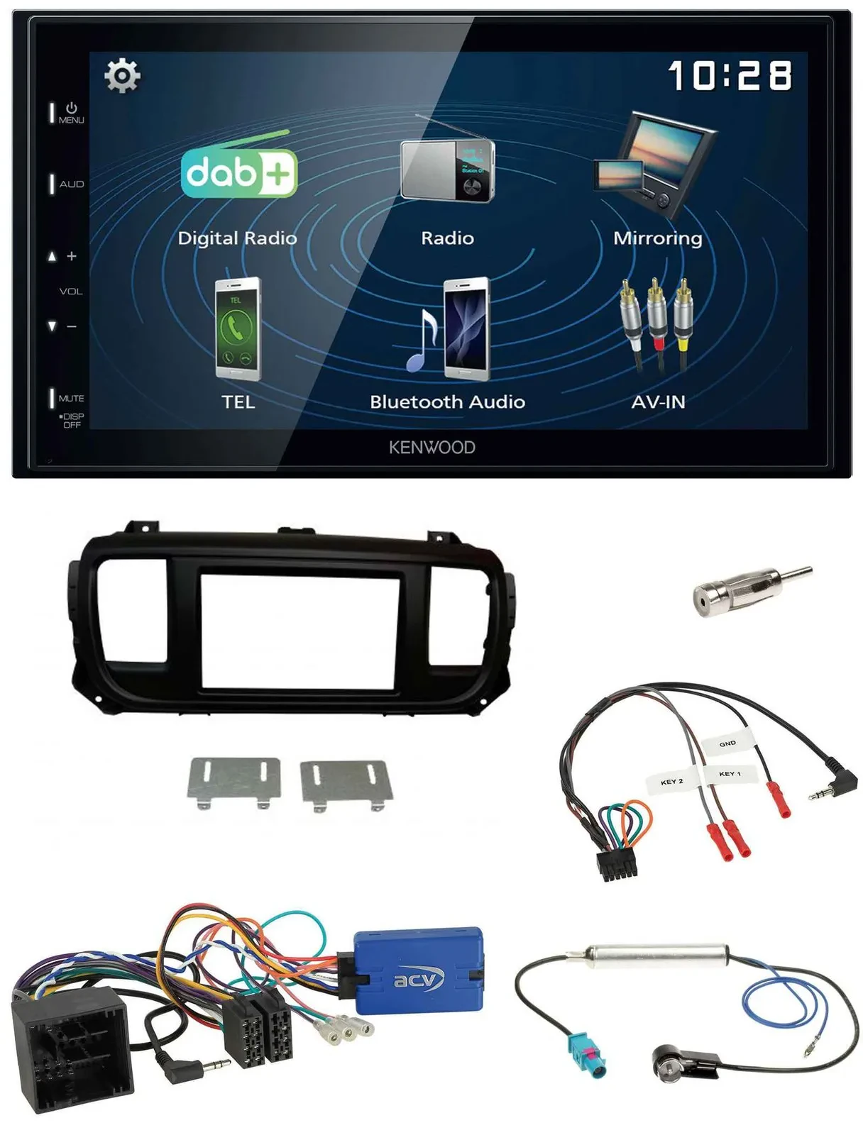 Kenwood 2DIN Bluetooth Lenkrad USB DAB Autoradio für Citroen Spacetourer Jumpy o
