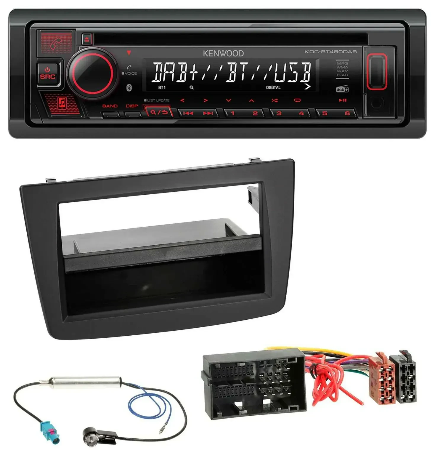 Автомагнитола Kenwood для Alfa Romeo MiTo 955 (с 2014) MP3/CD/USB/Bluetooth/DAB черная