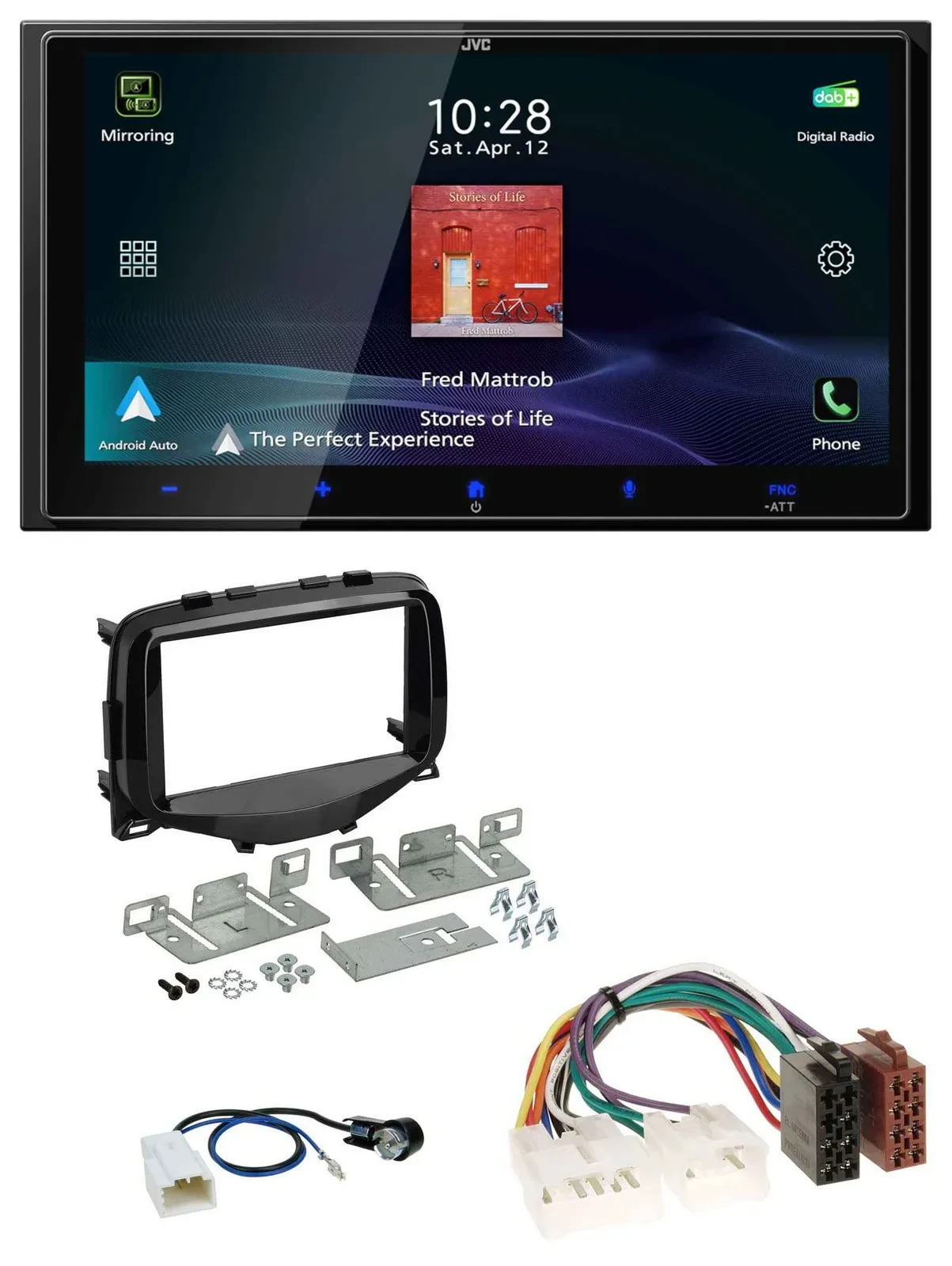Автомагнитола JVC 2-DIN, Bluetooth, DAB, USB, MP3 для Toyota Aygo (2014–2021)