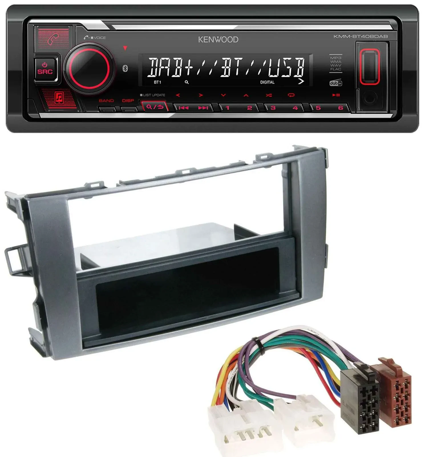 Kenwood MP3 Bluetooth USB DAB Autoradio für Toyota Auris 07-12 anthrazit-grau