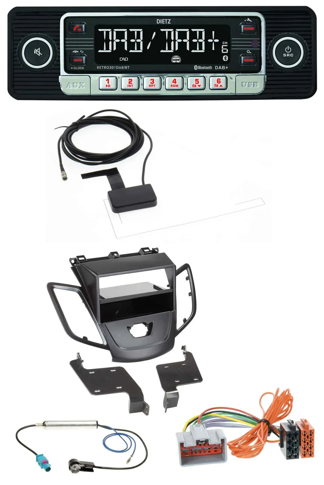 Dietz DAB Bluetooth USB MP3 Autoradio für Ford Fiesta JA8 08-10 ohne Display sch