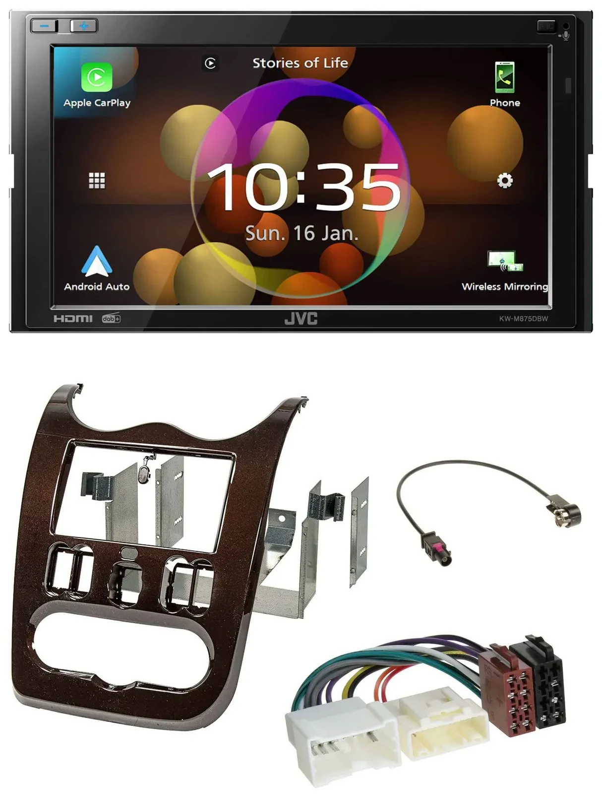 JVC DAB MP3 2DIN Bluetooth USB Autoradio für Dacia Logan Duster Sandero ab 11 du