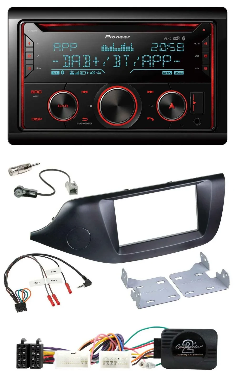 Pioneer 2DIN DAB Lenkrad Bluetooth USB CD Autoradio für Kia Ceed ab 2012 schwarz
