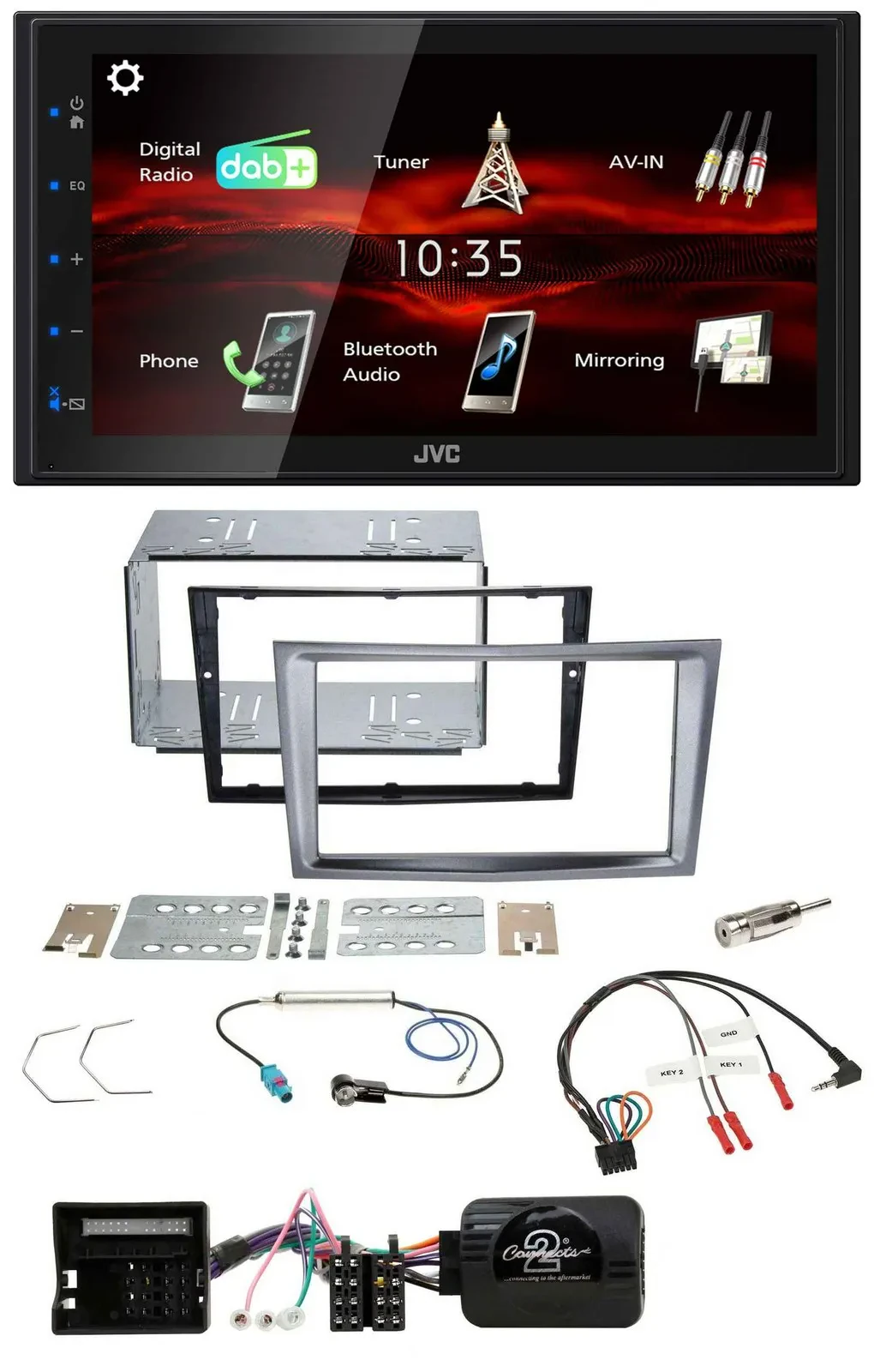 JVC USB Bluetooth Lenkrad DAB 2DIN Autoradio für Opel Antara Astra H Zafira B ch