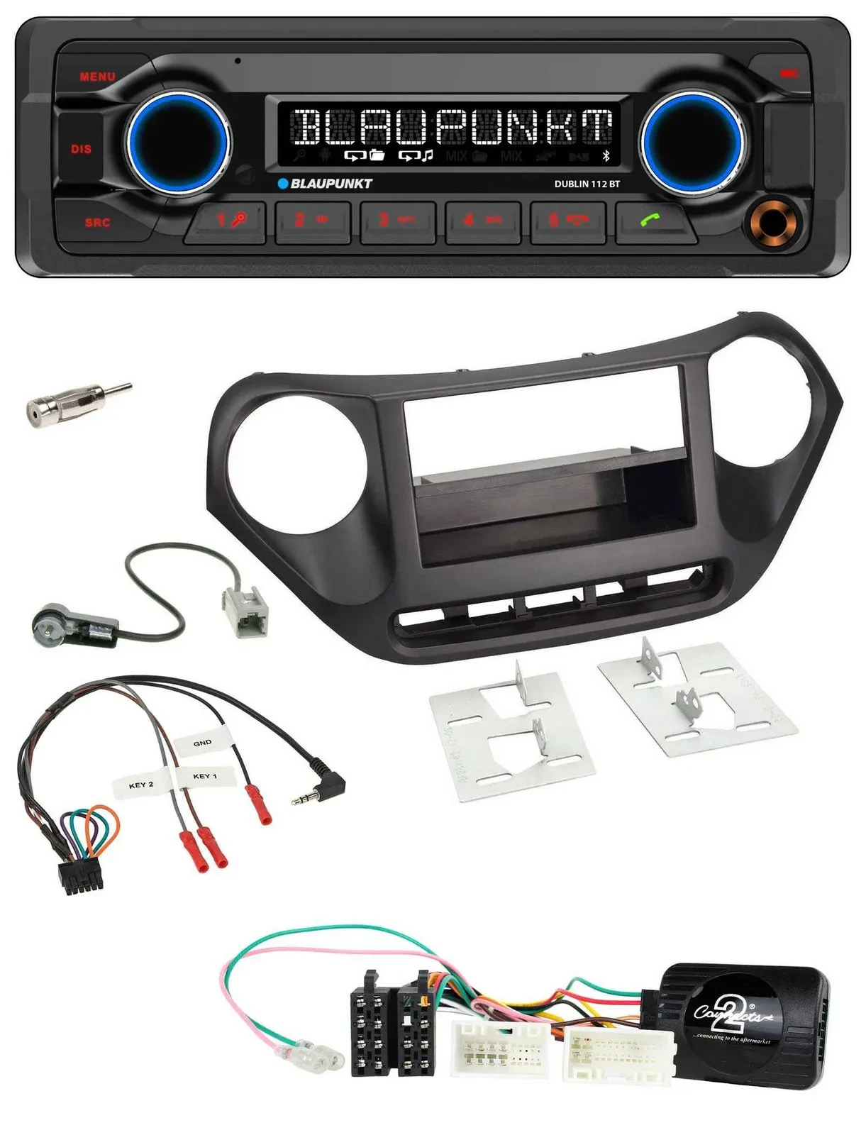 Blaupunkt MP3 Bluetooth USB Lenkrad Autoradio für Hyundai i10 ab 2014 schwarz