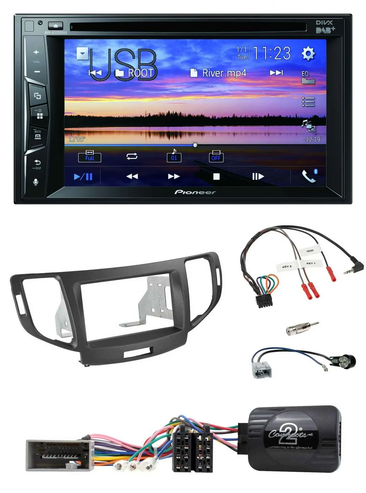 Pioneer Bluetooth 2DIN USB DVD DAB Lenkrad Autoradio für Honda Accord 2008-2015