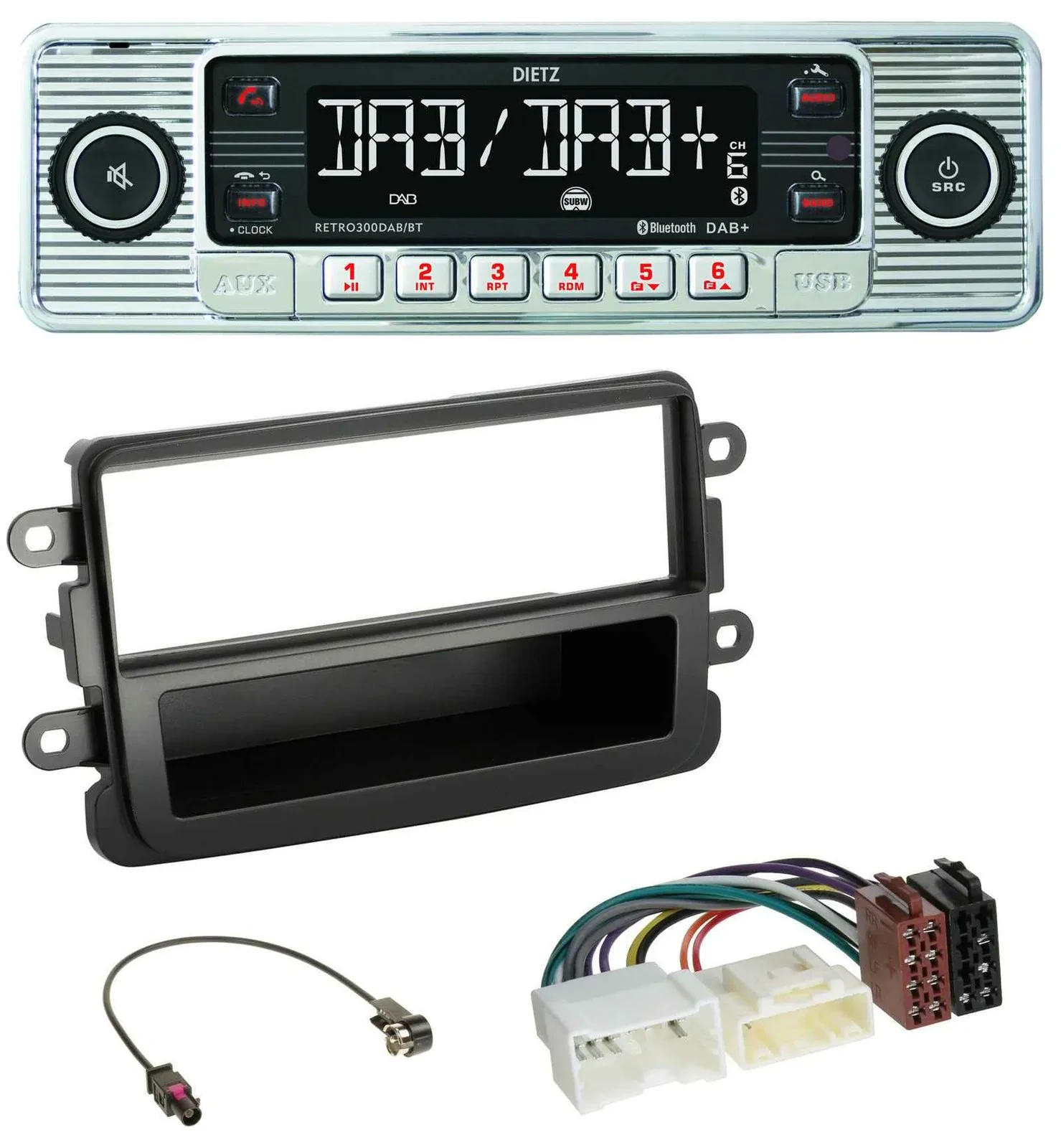 Автомагнитола для Dacia (Lodgy, Duster, Dokker, Sandero) Dietz Bluetooth MP3 DAB USB черный