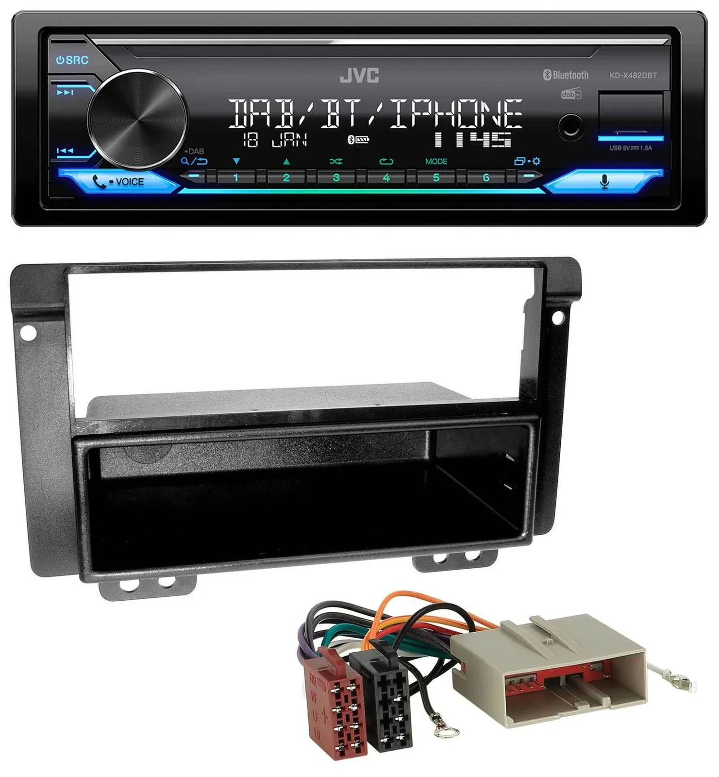 Автомагнитола JVC Bluetooth DAB USB MP3 для Land Rover Freelander 2004–2007