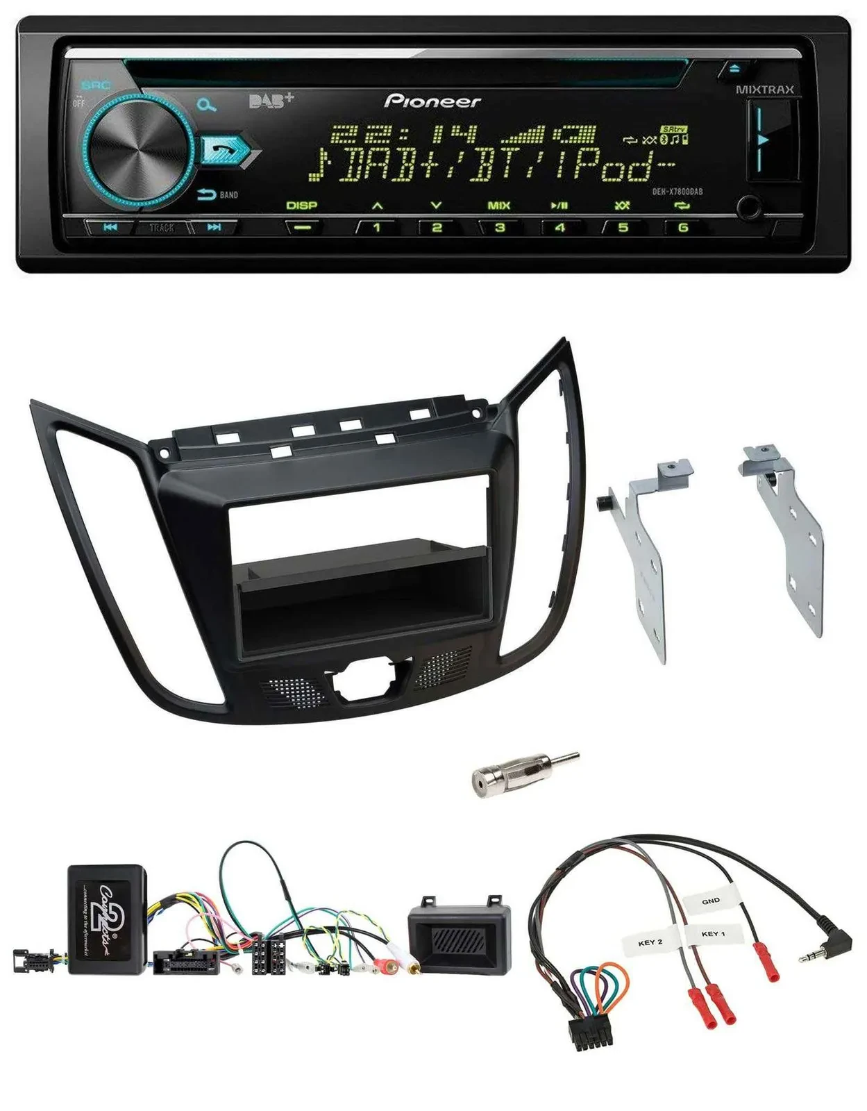 Автомагнитола Pioneer DAB, CD, USB, Bluetooth для Ford C-Max/Kuga матовый черный