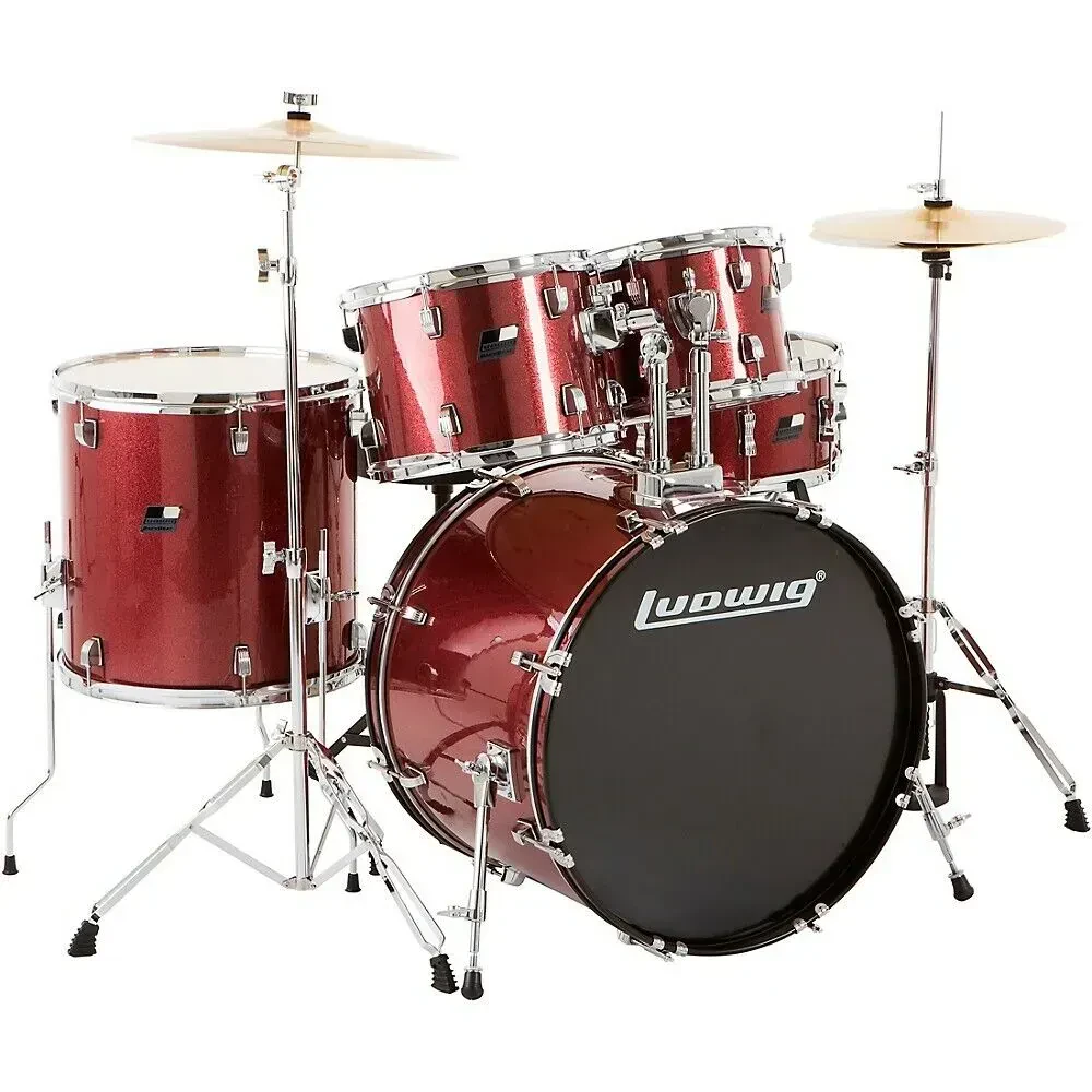 Ударная установка Ludwig Backbeat Complete (набор, 5 шт.) 22x16", 10x8", 12x9", 16x16", 14x5" с комплектом стоек и тарелками, цвет: винно-красный с блёстками