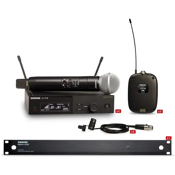 Микрофонная радиосистема Shure SLX-D4 Combo System Wireless Bundle Band G58 - Набор из 4х комплектов.