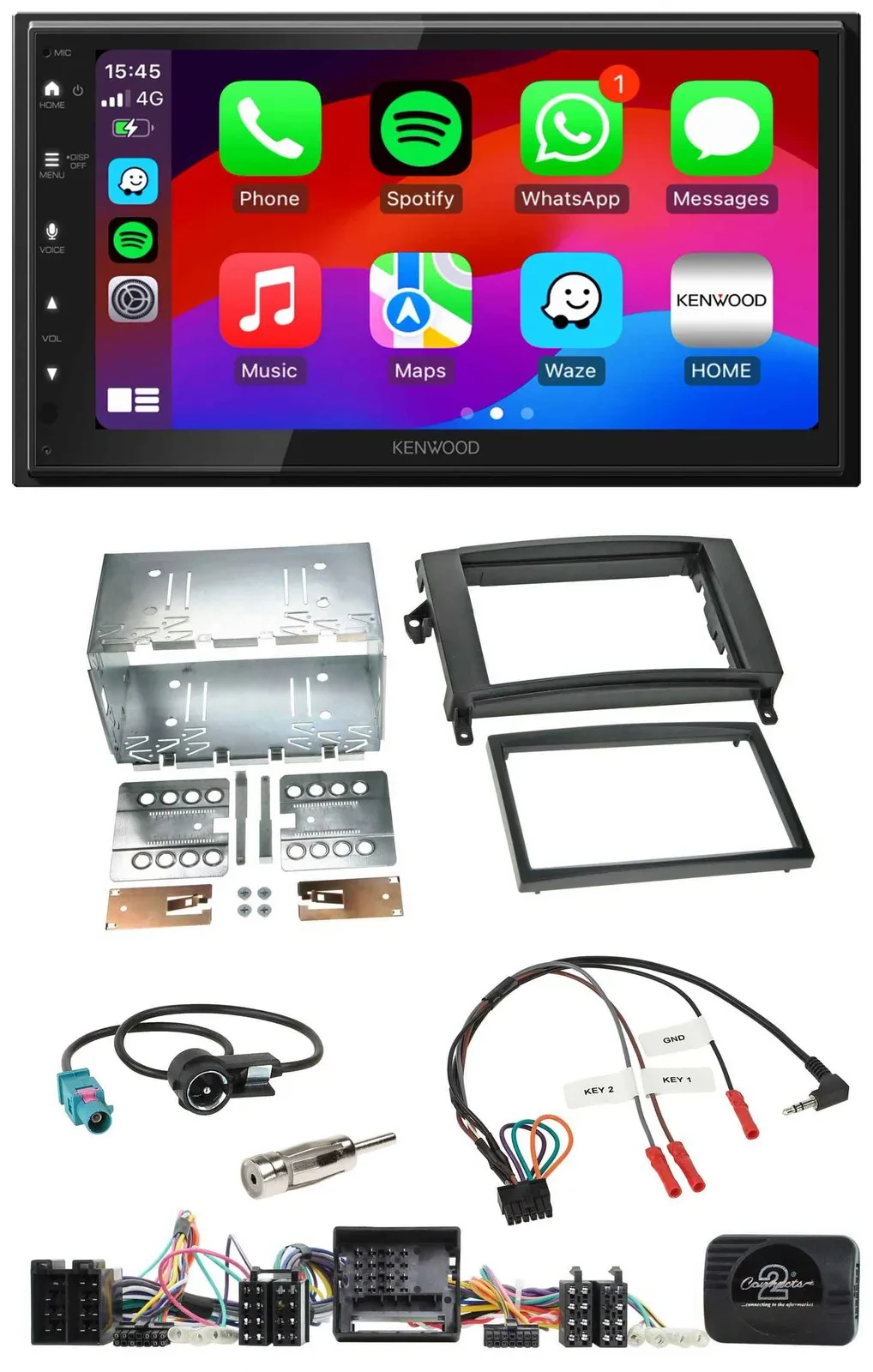 Kenwood Lenkrad USB DAB 2DIN Bluetooth Autoradio für Mercedes A- B-Klasse W169 T