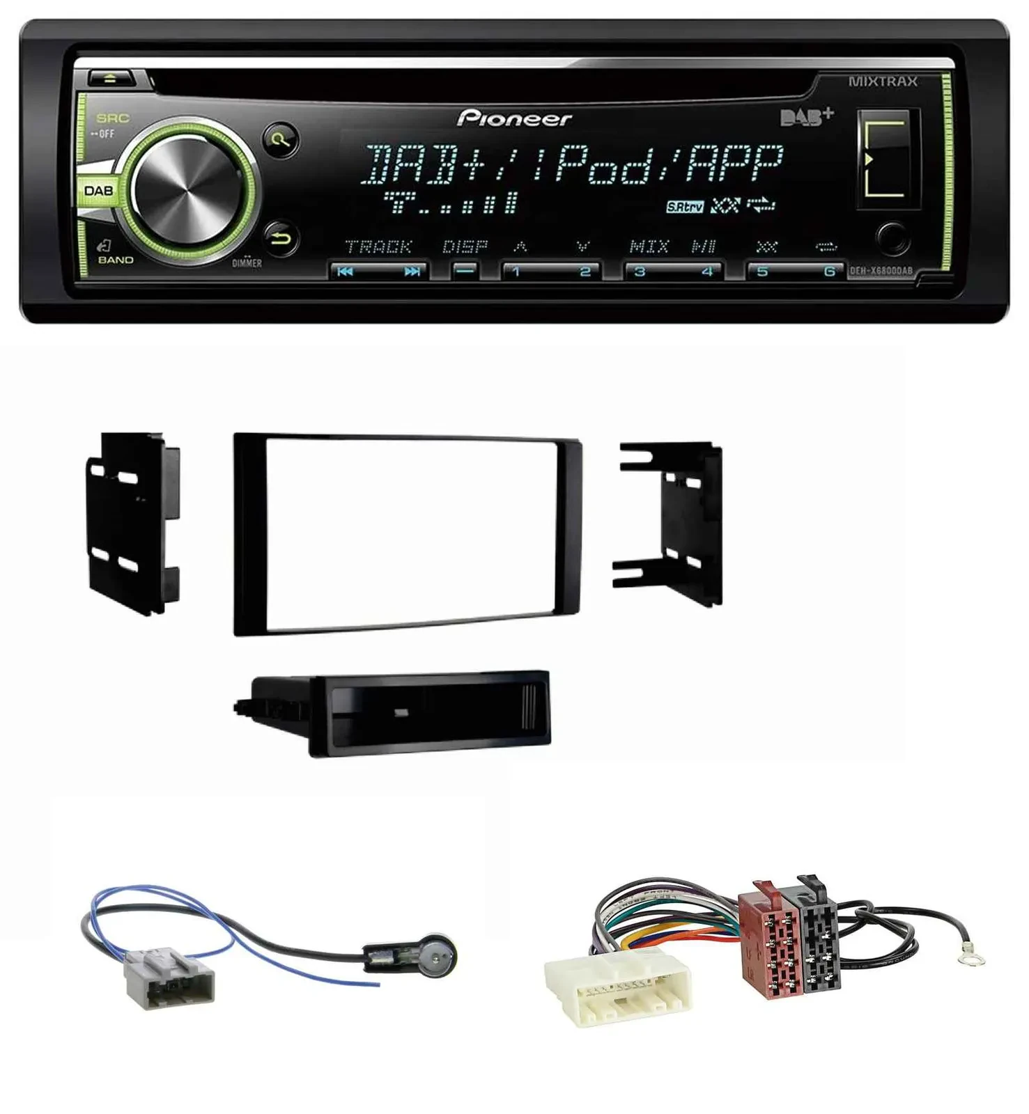 Pioneer DAB USB MP3 AUX CD Autoradio für Nissan Micra 2013-2017 schwarz matt
