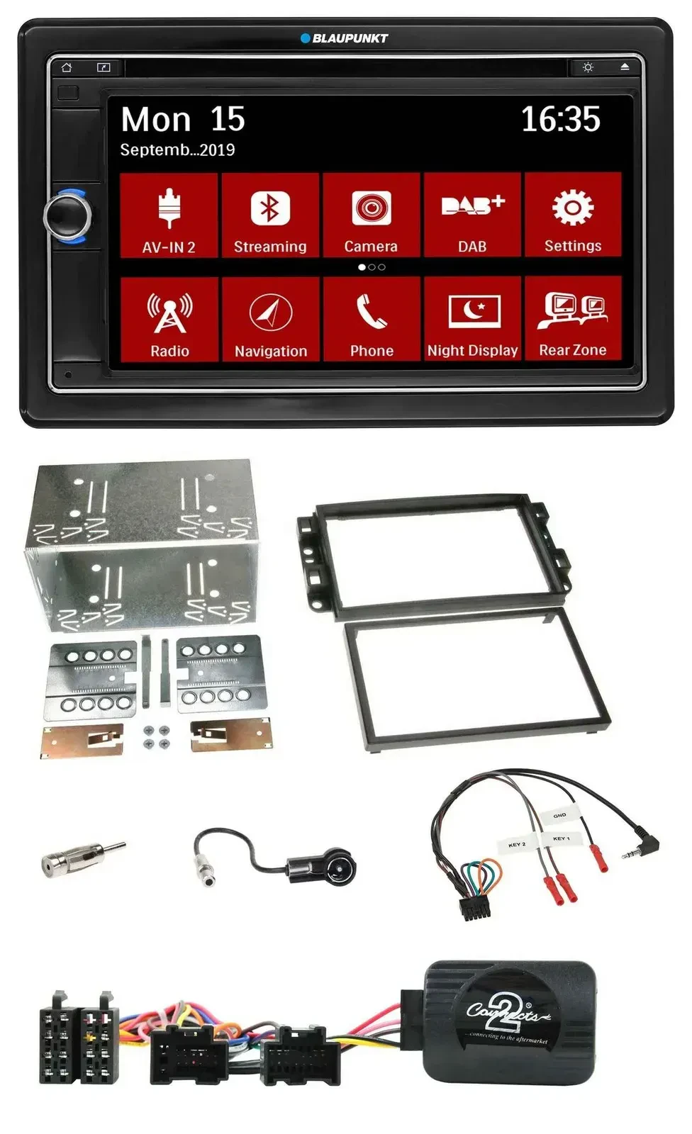 Blaupunkt 2DIN USB DAB Lenkrad Bluetooth TMC Navigation für Chevrolet Aveo Capti