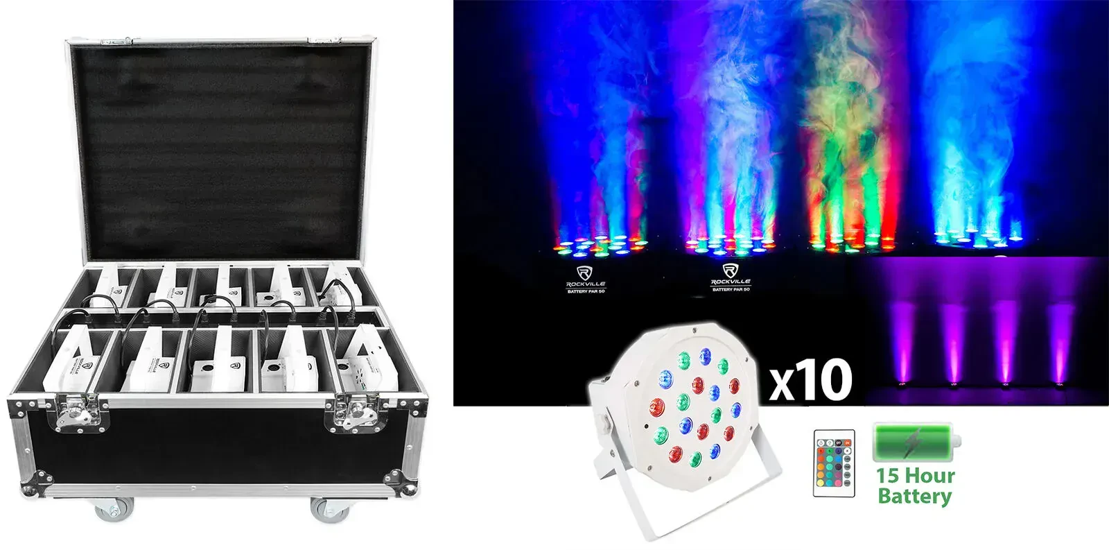 Комплект светового оборудования Rockville BATTERY PAR PACK 50 WHITE