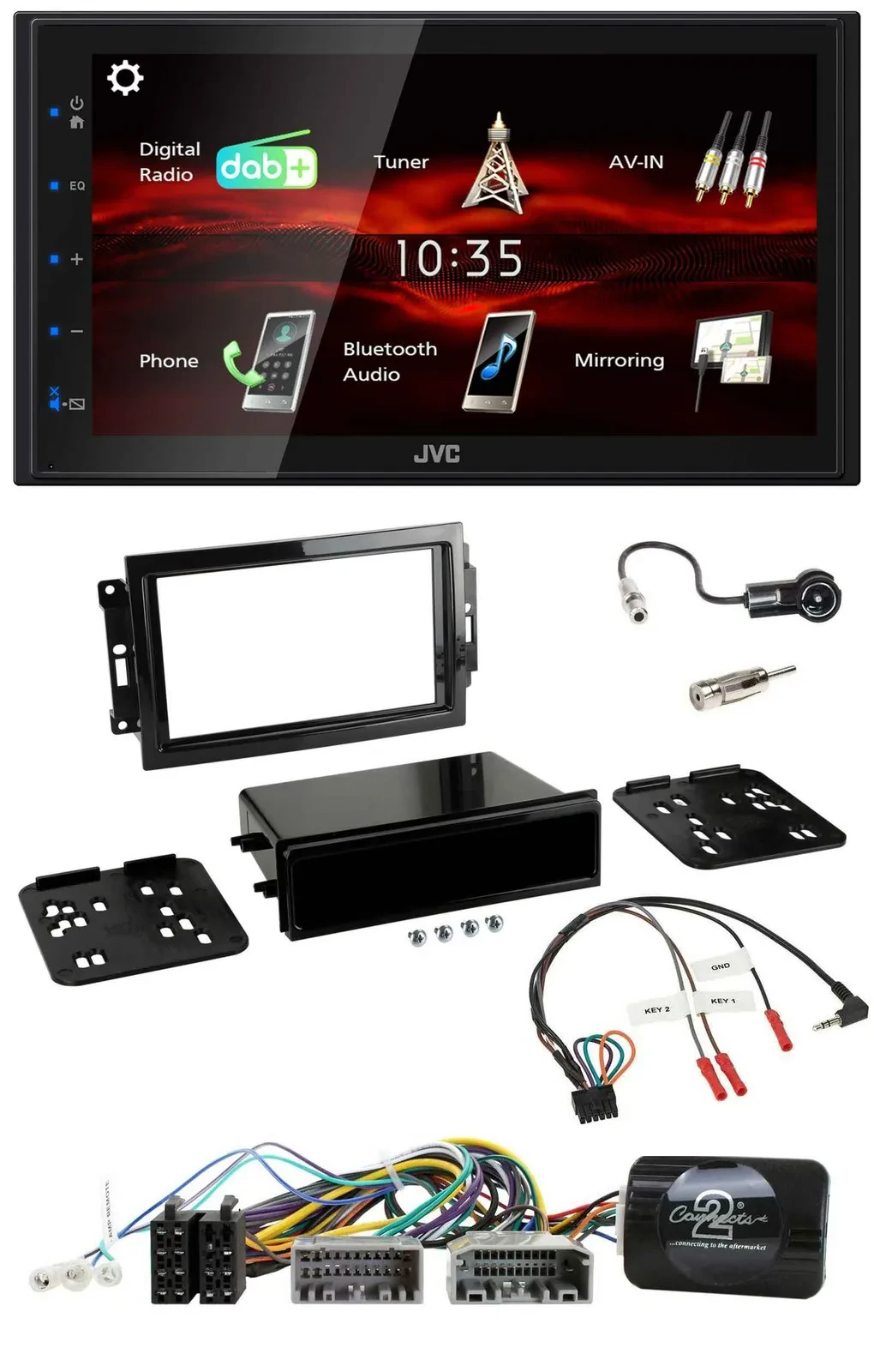 JVC USB Bluetooth Lenkrad DAB 2DIN Autoradio für Dodge Jeep