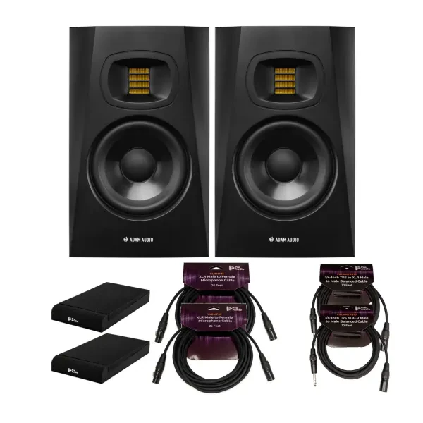 Adam Audio T5V 5 Inch Studio Monitor with Isolation Pads and Cables