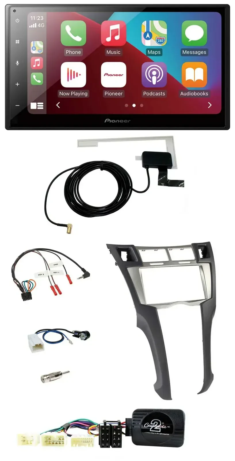 Автомагнитола для Toyota Yaris 2006–2011 Pioneer 2DIN, DAB, USB, Bluetooth, поддержка кнопок на руле