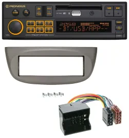 Автомагнитола Pioneer для Renault Twingo (2007–2014) DAB, MP3, USB, Bluetooth, бежево-серая