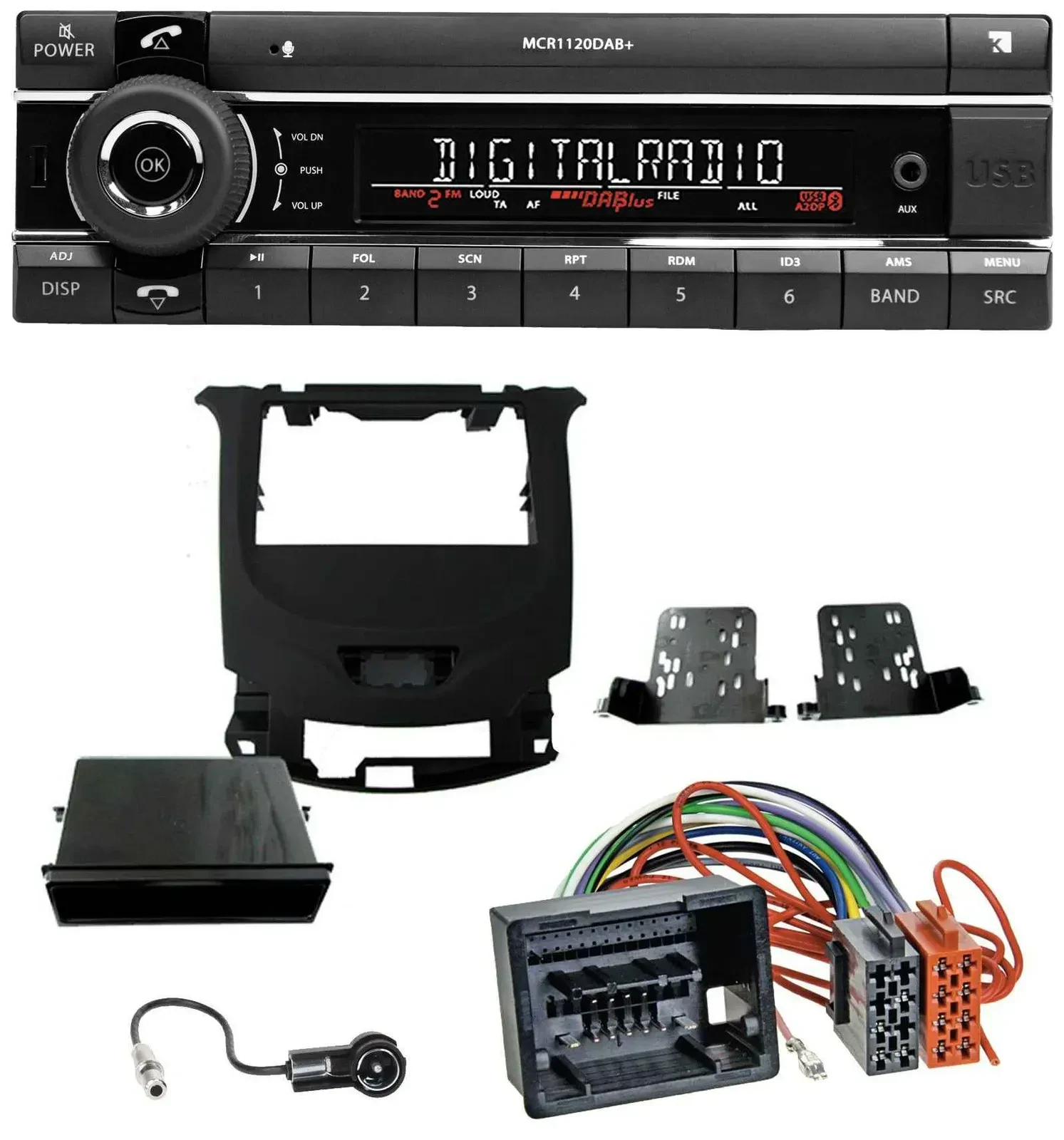 Kienzle Bluetooth MP3 USB DAB Autoradio für Chevrolet Cruze ab 2016 Klavierlack/