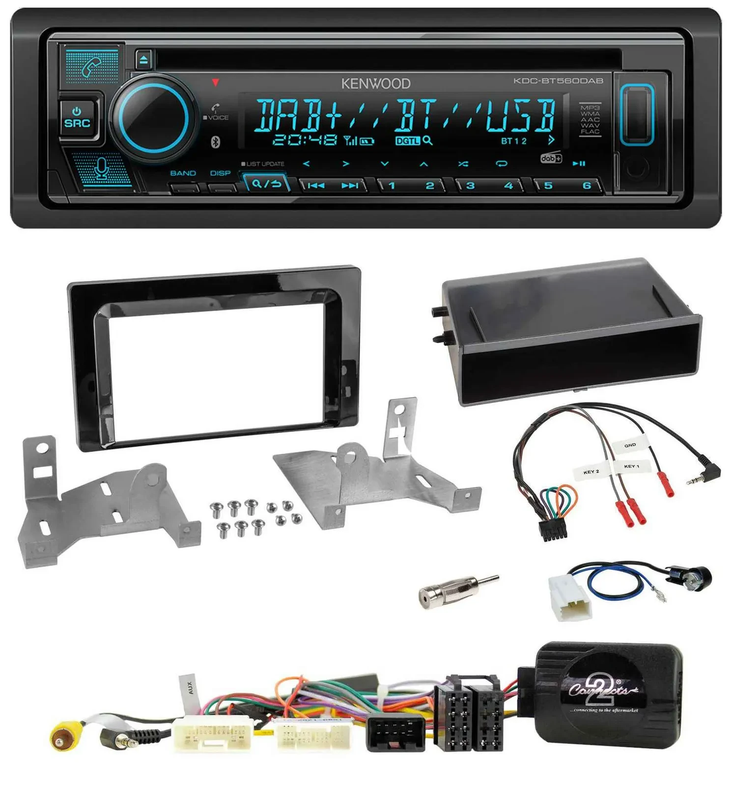 Kenwood Bluetooth DAB CD Lenkrad USB Autoradio für Toyota Aygo ab 2022 AB7 Klavi