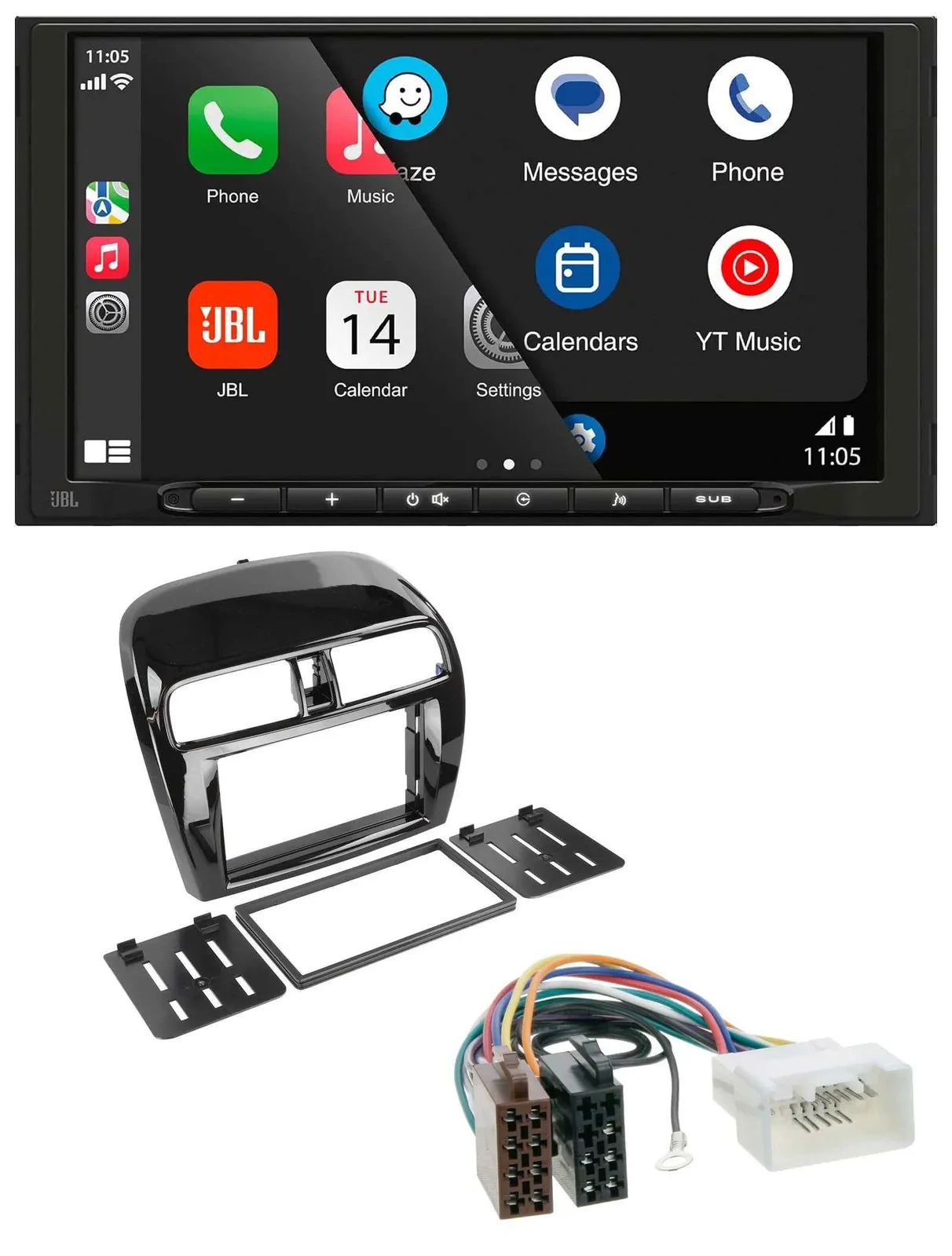 JBL USB 2DIN MP3 Bluetooth AUX Autoradio für Mitsubishi SpaceStar Mirage ab 13 p