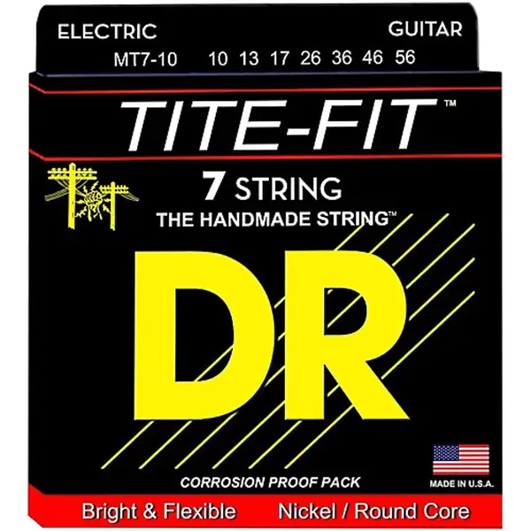 Струны для 7-струнной электрогитары DR Strings MT-7-10 Tite-Fit 10-56