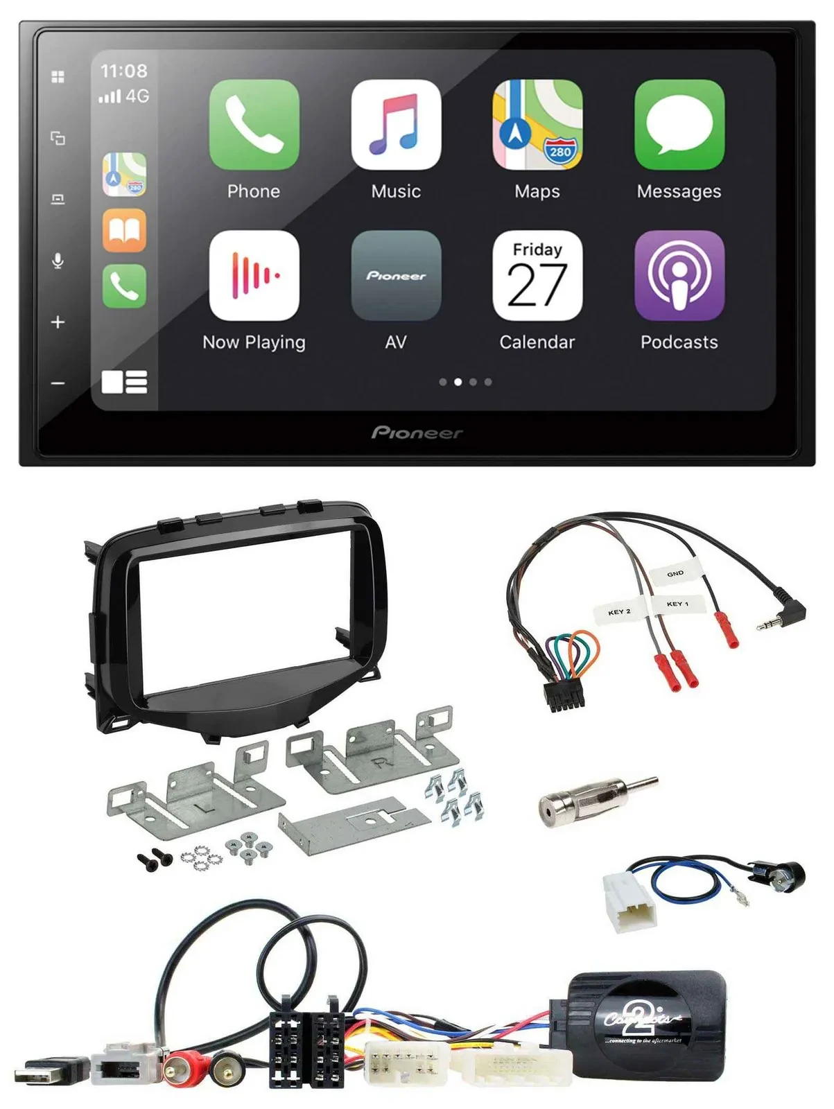 Pioneer Lenkrad Bluetooth DAB 2DIN USB Autoradio für Toyota Aygo 2014-2021