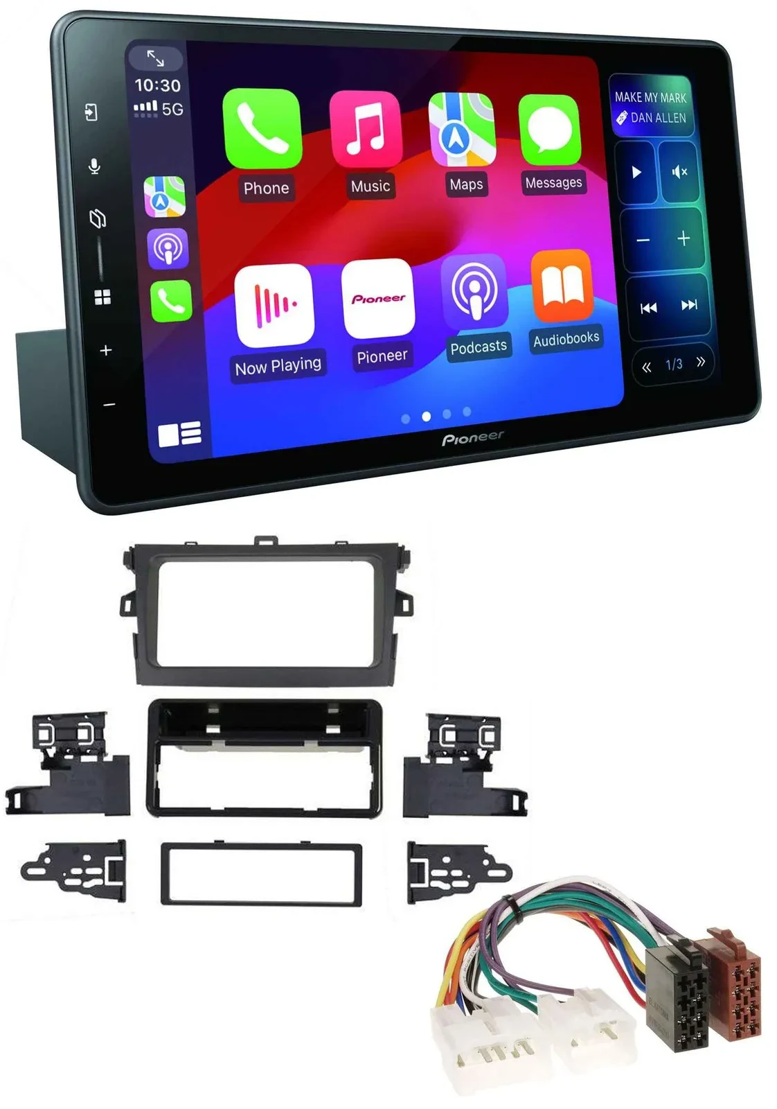 Автомагнитола Pioneer для Toyota Corolla 2009–2012, Bluetooth, DAB, MP3, USB, серебристая