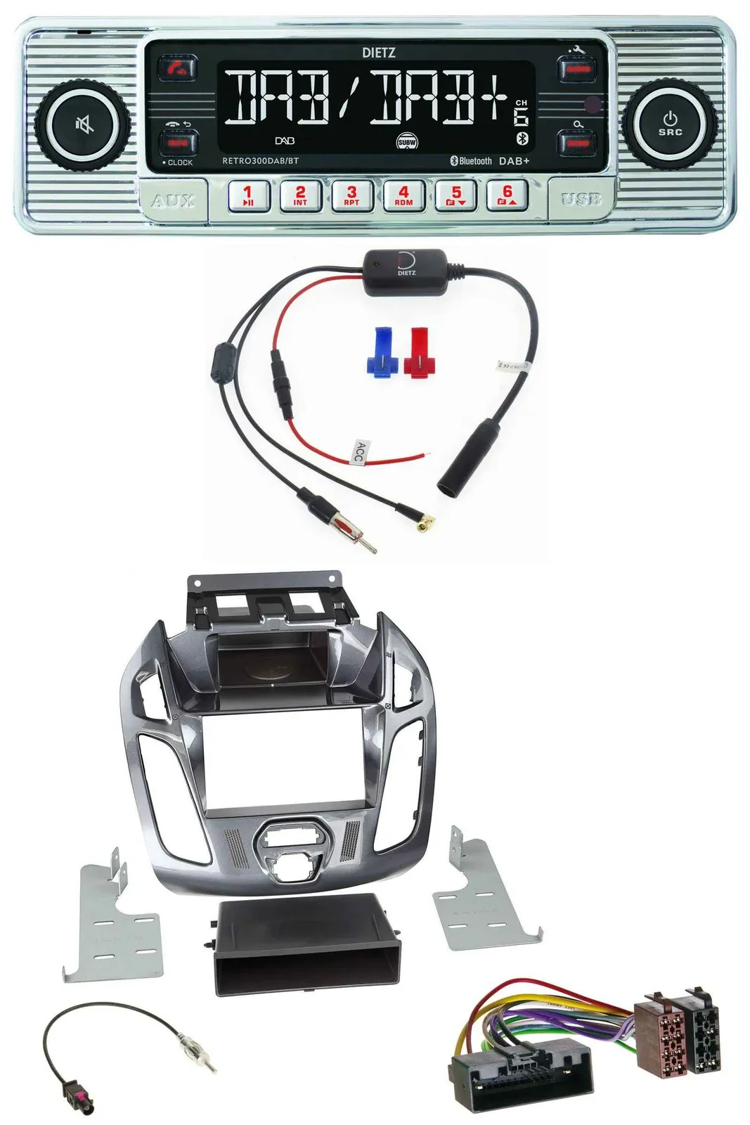 Dietz DAB USB MP3 Bluetooth Autoradio für Ford Connect Transit 12-18 ohne Displa
