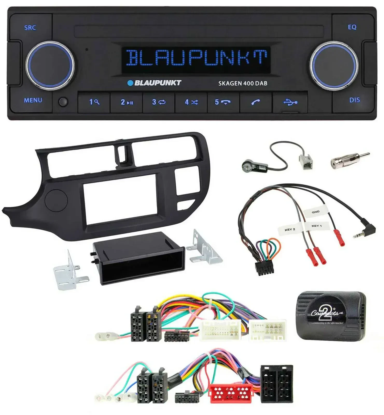Blaupunkt DAB USB Bluetooth Lenkrad Autoradio für Kia Rio UB 2011-2015 schwarz