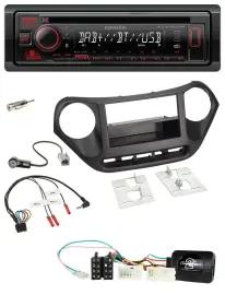 Автомагнитола Kenwood CD, USB, Bluetooth, DAB для Hyundai i10 (с 2014), черный