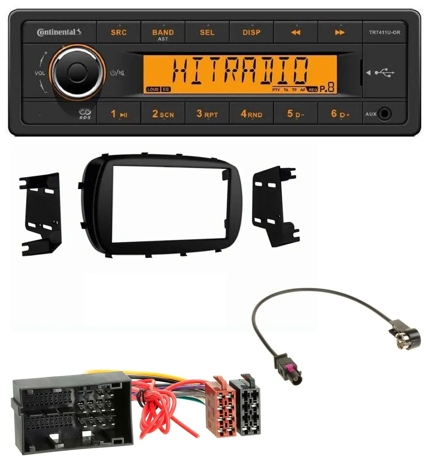 Автомагнитола для Fiat 500X (с 2015) Continental 1-DIN USB AUX MP3