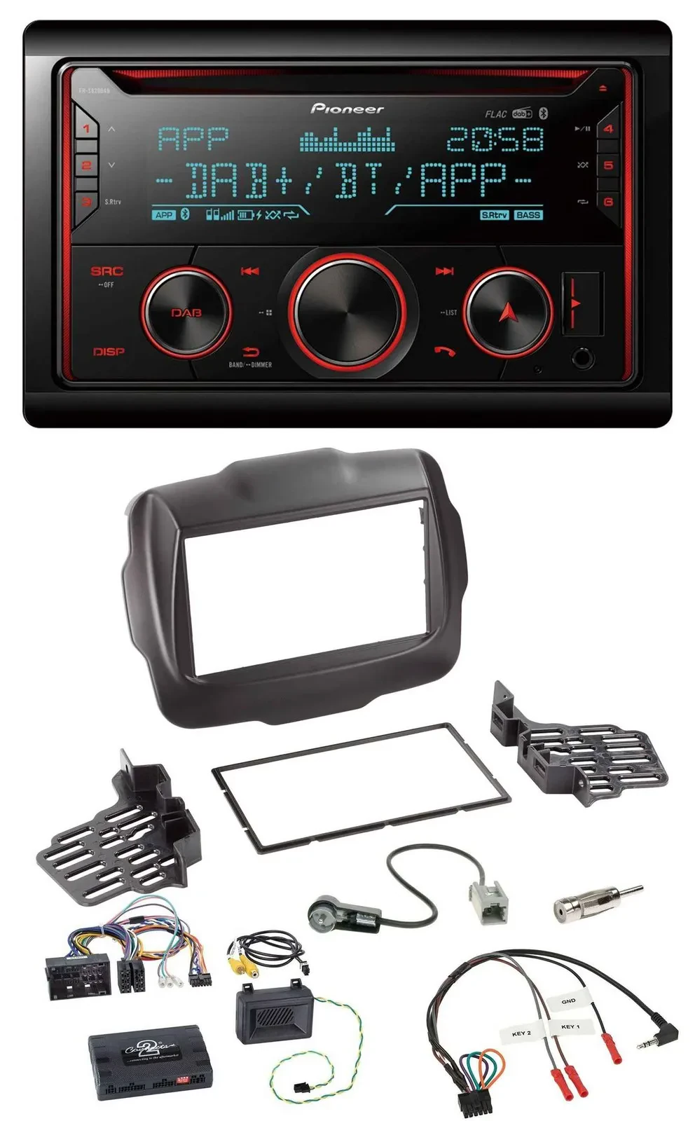 Автомагнитола Pioneer 2DIN DAB Bluetooth USB CD для Jeep Renegade (с 2015), с управлением на руле