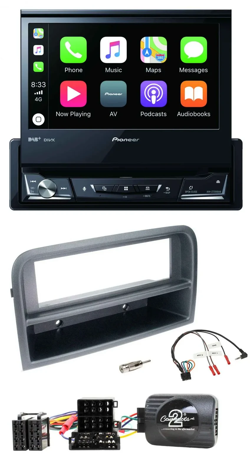 Автомагнитола Pioneer DVD, Bluetooth, DAB, USB для Fiat Croma (2005–2010) с поддержкой кнопок на руле