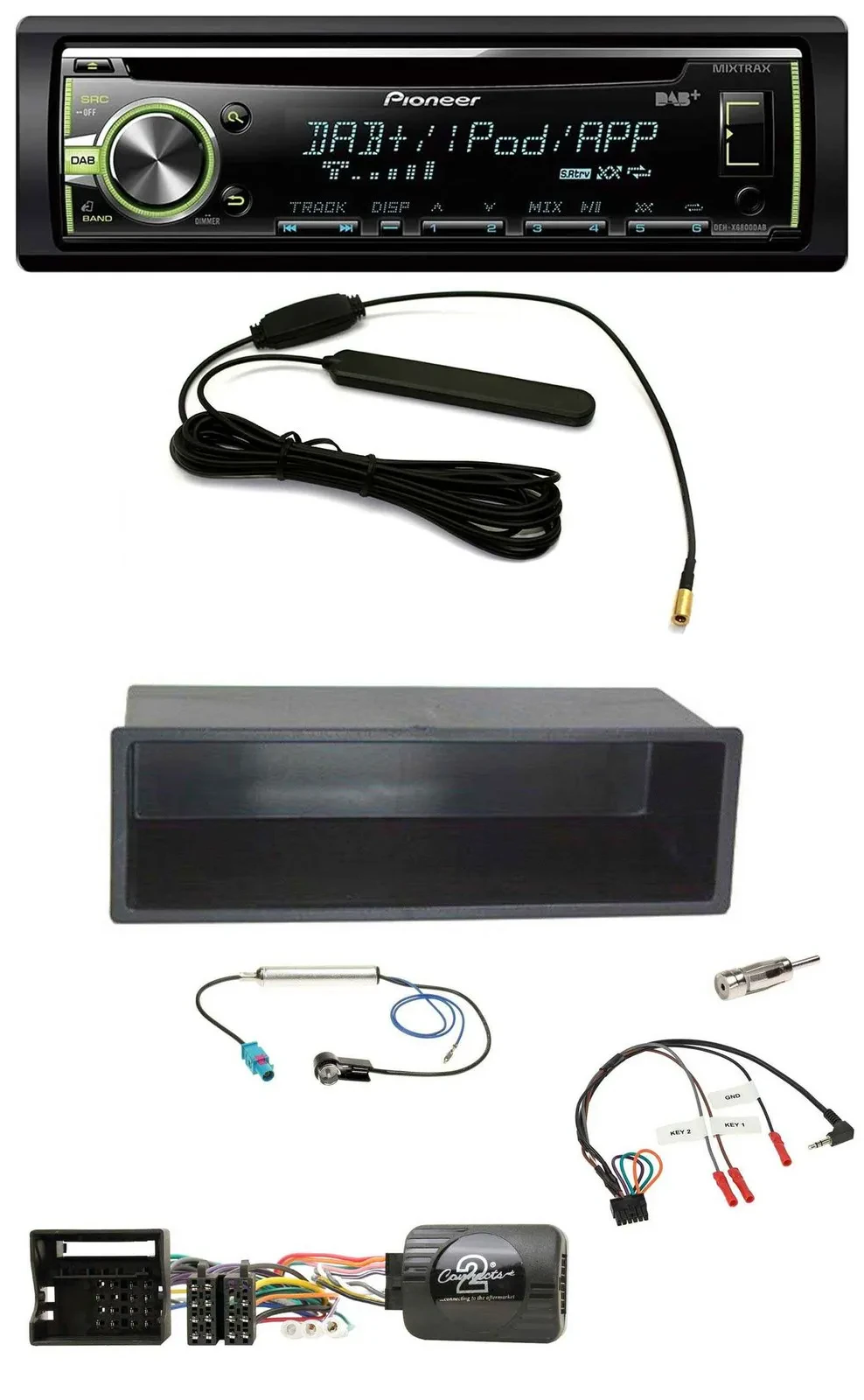 Автомагнитола Pioneer MP3 USB CD DAB для VW Polo/Passat с поддержкой управления на руле с монтажным карманом