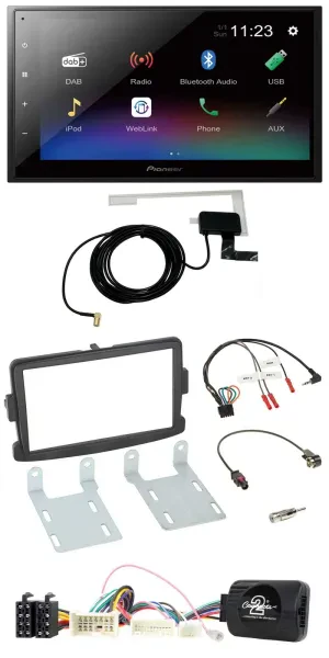 Pioneer DAB Lenkrad Bluetooth 2DIN USB Autoradio für Dacia Sandero ab 2013 schwa