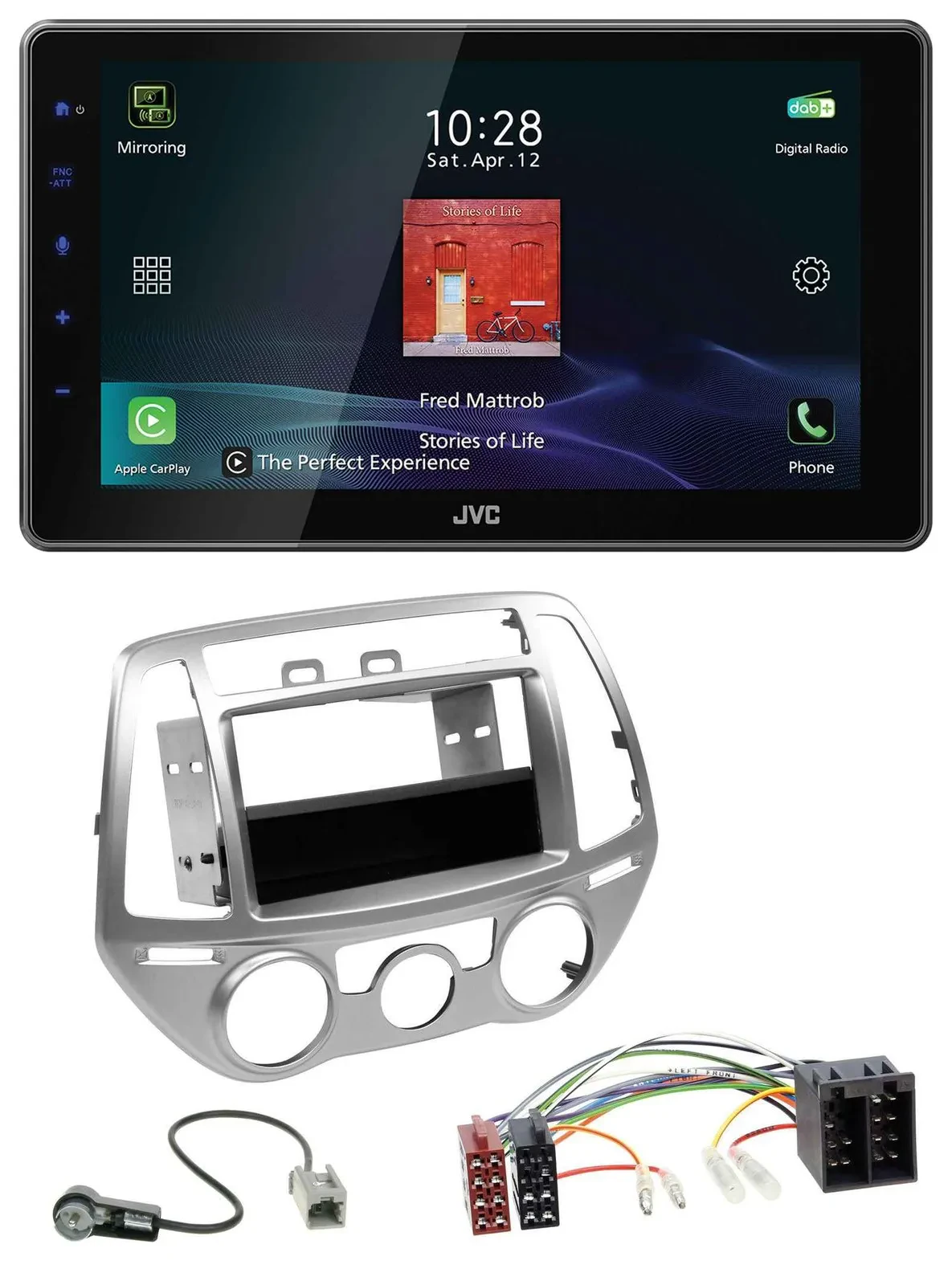 JVC DAB MP3 Bluetooth USB Autoradio für Hyundai i20 (12-14) man. Klima