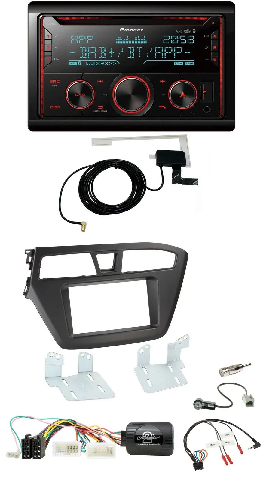 Pioneer 2DIN Lenkrad DAB USB CD Bluetooth Autoradio für Hyundai i20 ab 2015 ohne