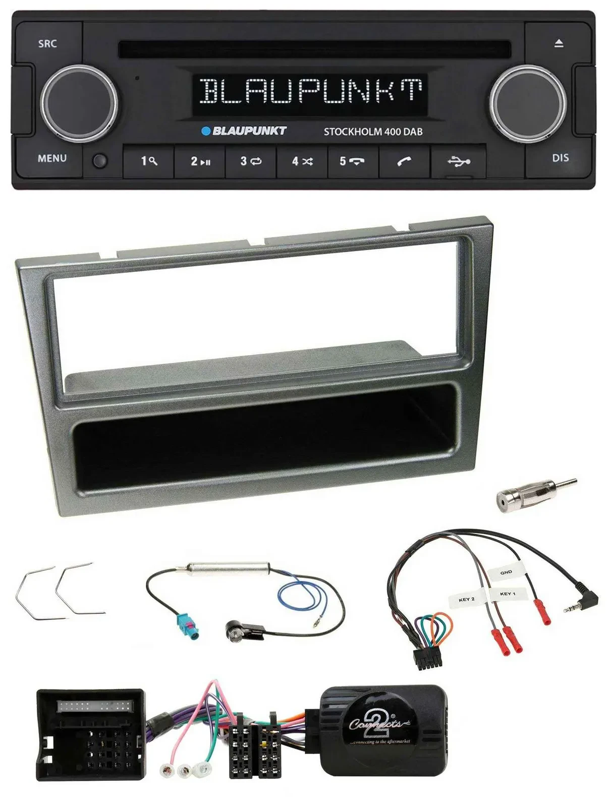 Blaupunkt Lenkrad Bluetooth DAB CD USB Autoradio für Opel Corsa C 04-06 aluminiu
