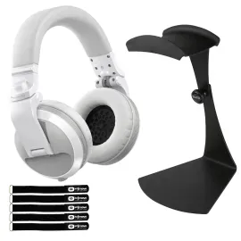 Pioneer DJ HDJ-X5BT White Wireless Bluetooth DJ Studio Headphones w Table Stand